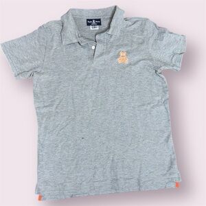 Gray Psycho Bunny Polo Shirt with Orange Logo